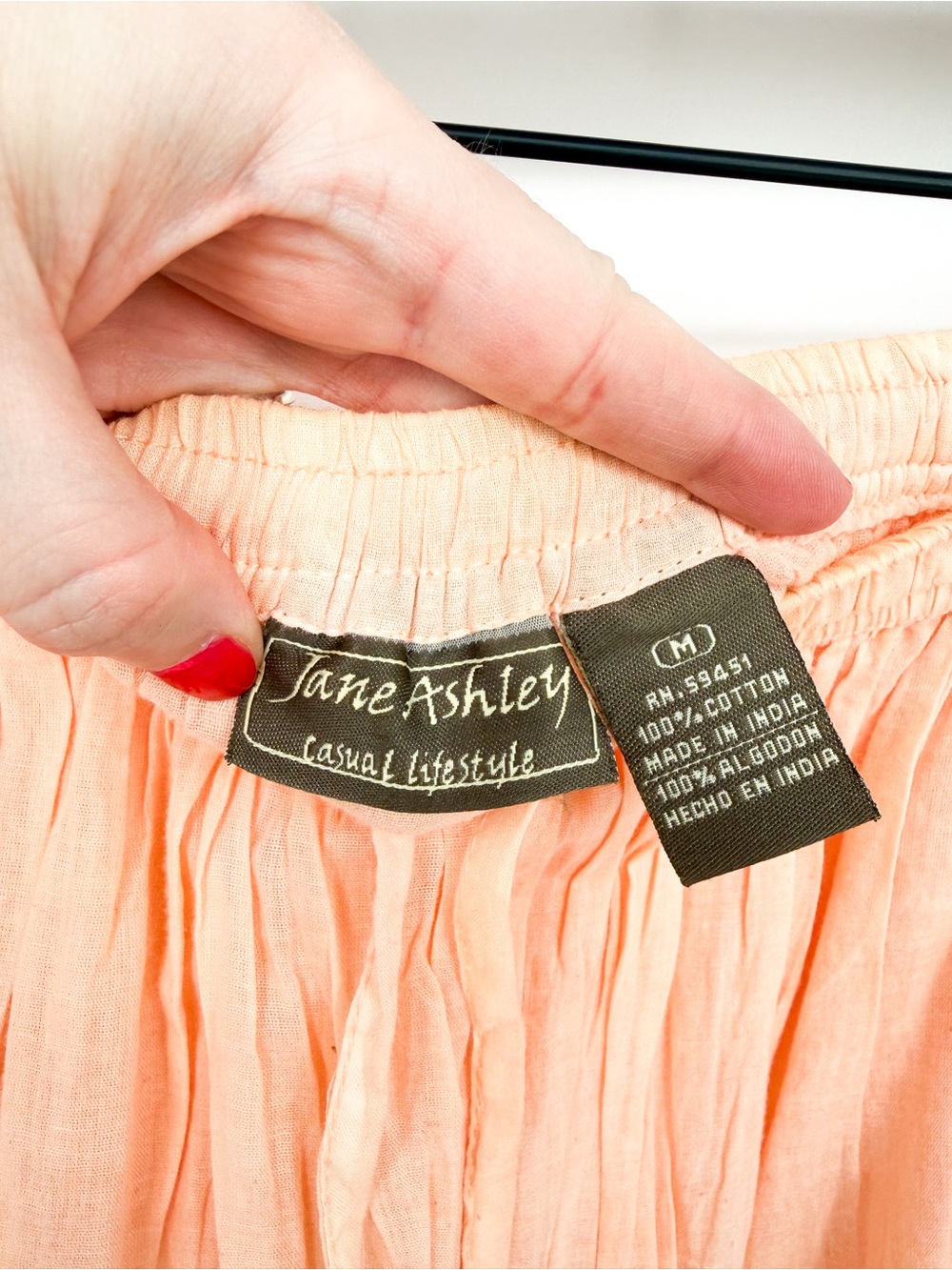 Vintage Jane Ashley Peach Coral Ombre Tiered Midi Skirt Medium - Picture 6 of 6